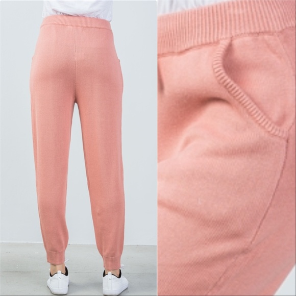 Pink Knitted Jogger Pants - Picture 3 of 4